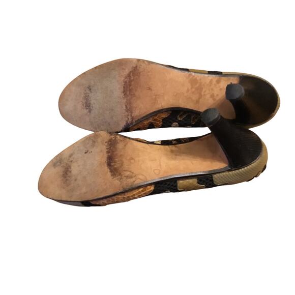 Vintage Andrea Pfister Black mesh Multi snake skin appliqué peep toe Pump - Picture 5 of 5